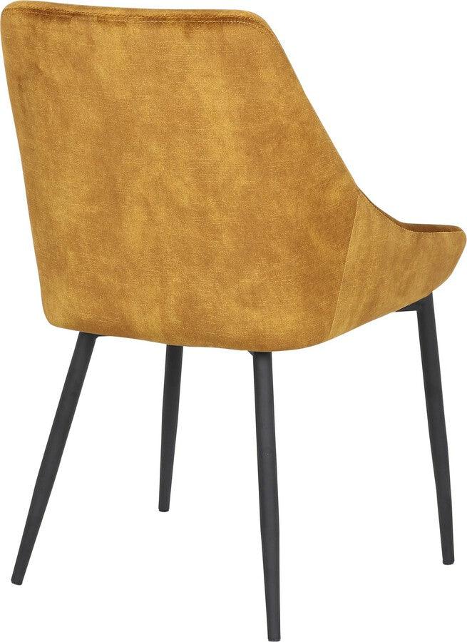 Lumisource Dining Chairs - Diana Contemporary Chair in Black Metal & Golden Yellow Velvet - Set of 2