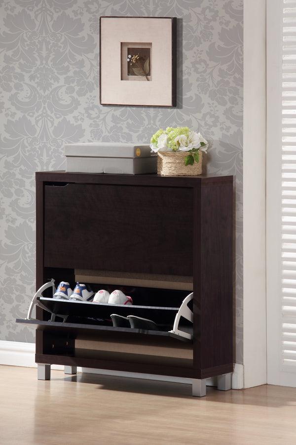 Wholesale Interiors Shoe Storage - Simms Dark Brown Modern Shoe Cabinet
