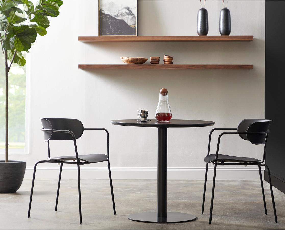 Euro Style Dining Chairs - Paris Stacking Armchair in Black with Black Legs - Set of 4