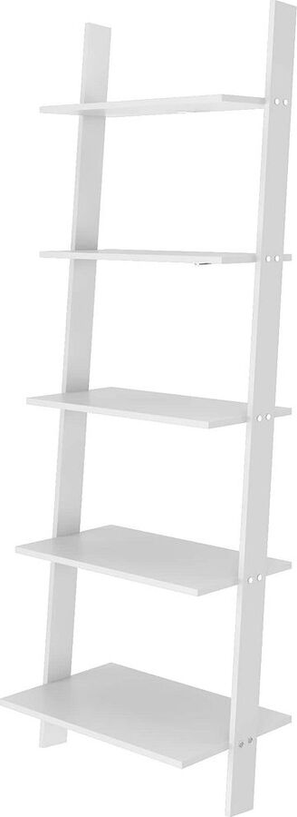 Manhattan Comfort Bookcases & Display Units - Cooper 5-Shelf Floating Ladder Bookcase in White