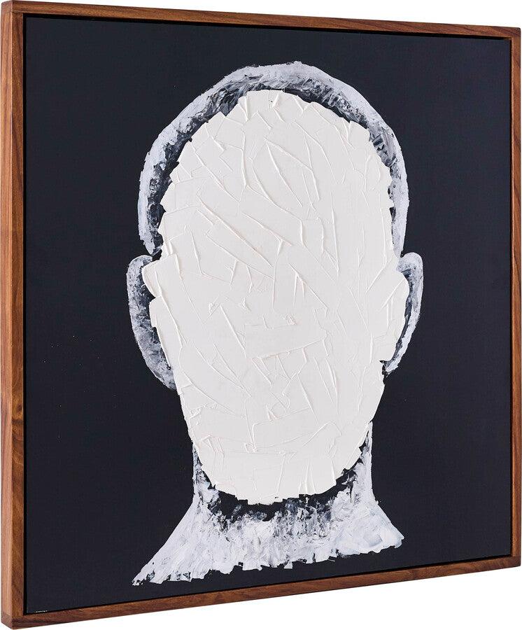 Sagebrook Home Wall Art - 47X47 Hand Painted Blank Face Man Ivory & Black