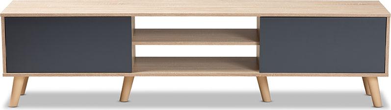 Wholesale Interiors TV & Media Units - Clapton Two-Tone Grey and Oak Brown Finished Wood TV Stand