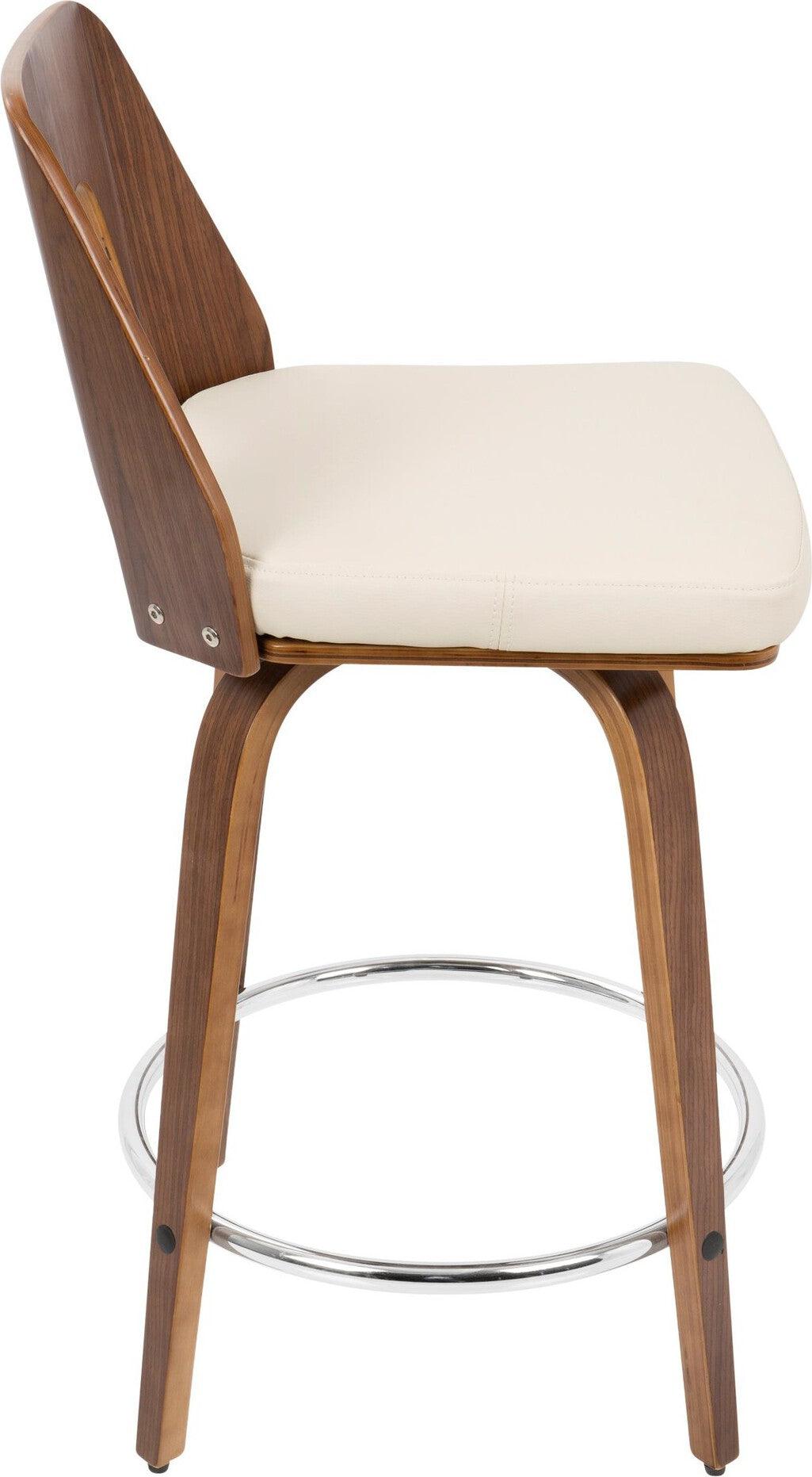 Lumisource Barstools - Trilogy 24" Counter Stool Walnut & Cream (Set of 2)