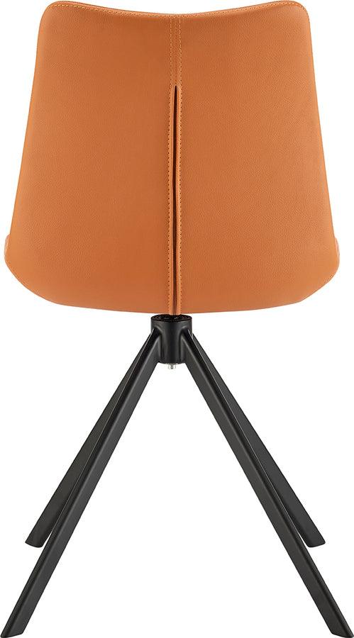 Vind Swivel Side Chair in Cognac Leatherette with Black Steel Legs