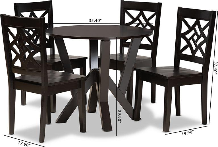 Wholesale Interiors Dining Sets - Kaila Modern and Contemporary Dark Brown Finished Wood 5-Piece Dining Set