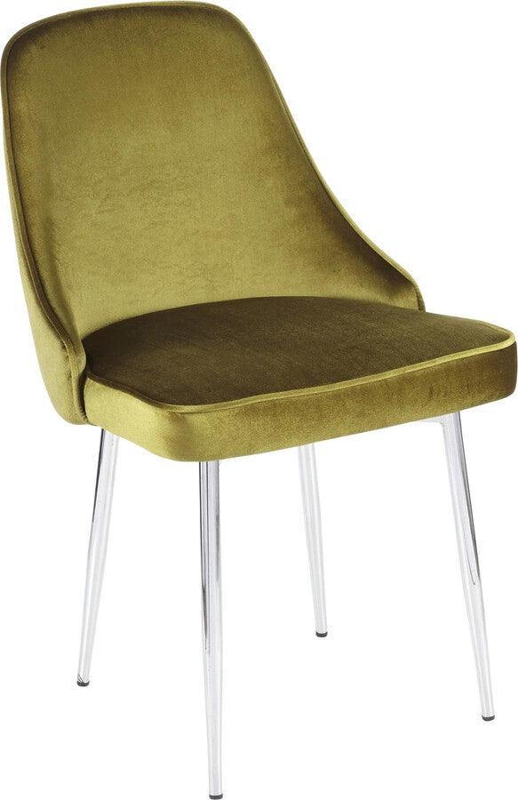 Lumisource Dining Chairs - Marcel Contemporary Dining Chair with Chrome Frame and Green Velvet Fabric - Set of 2