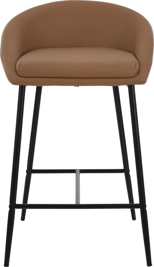 Lumisource Barstools - Matisse Counter Stool With Black Metal Frame & Camel Faux Leather (Set of 2)