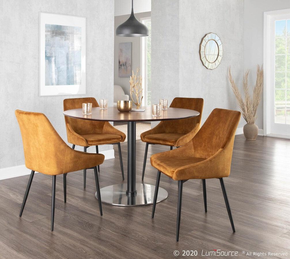 Lumisource Dining Chairs - Diana Contemporary Chair in Black Metal & Golden Yellow Velvet - Set of 2