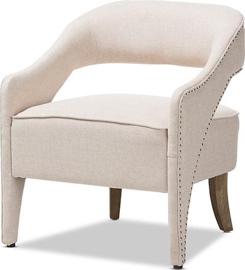 Wholesale Interiors Accent Chairs - Floriane Modern And Contemporary Beige Fabric Upholstered Lounge Chair