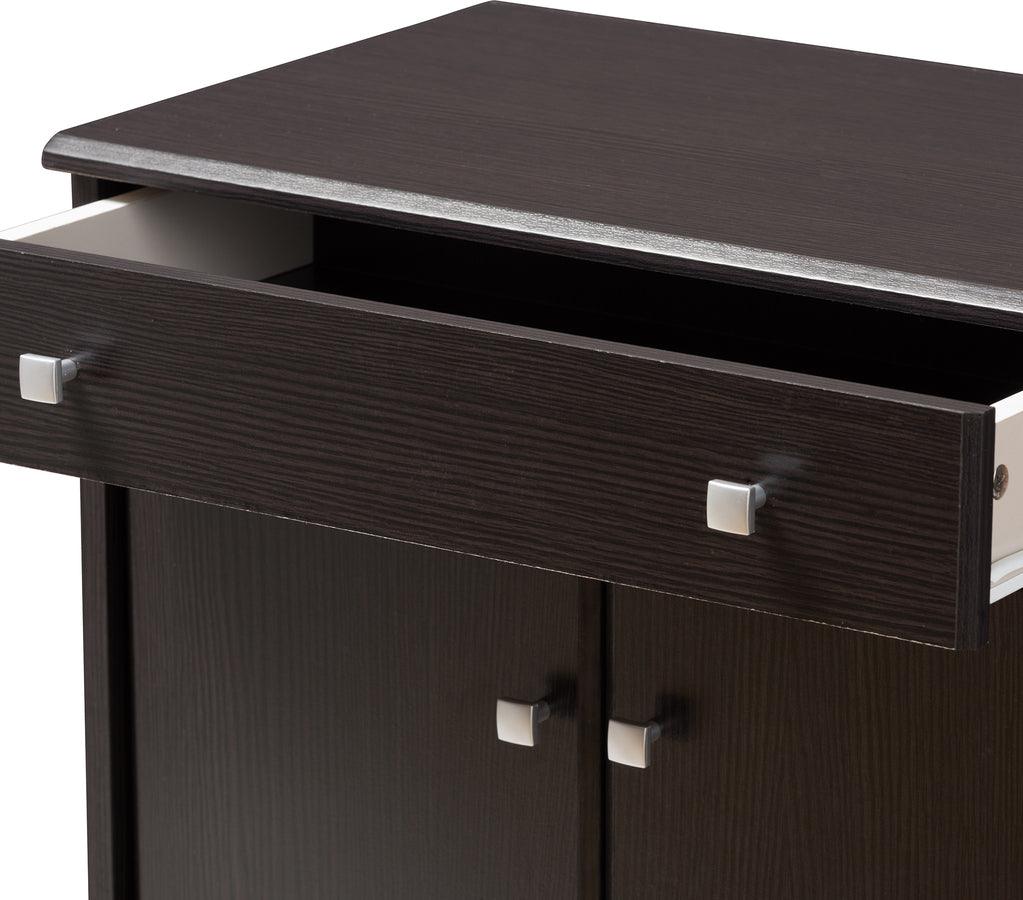 Wholesale Interiors Shoe Storage - Dariell Modern and Contemporary Wenge Brown Finished Shoe Cabinet