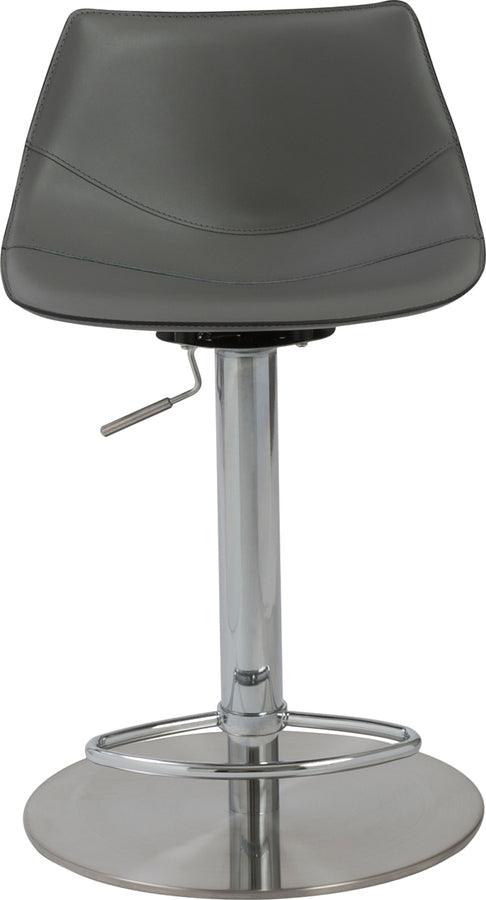 Euro Style Barstools - Rudy Adjustable Swivel Bar/Counter Stool in Gray with Brushed Stainless Steel Base