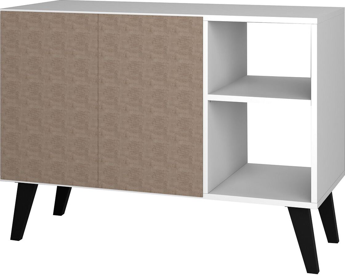 Manhattan Comfort Buffets & Sideboards - Mid-Century- Modern Amsterdam 35.43" Sideboard with 4 Shelves in White