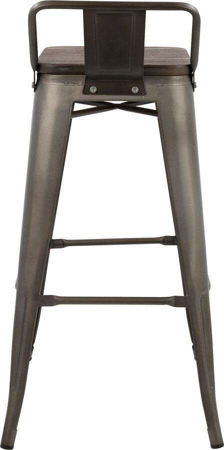 Lumisource Barstools - Oregon Industrial Low Back Barstool in Antique and Espresso - Set of 2