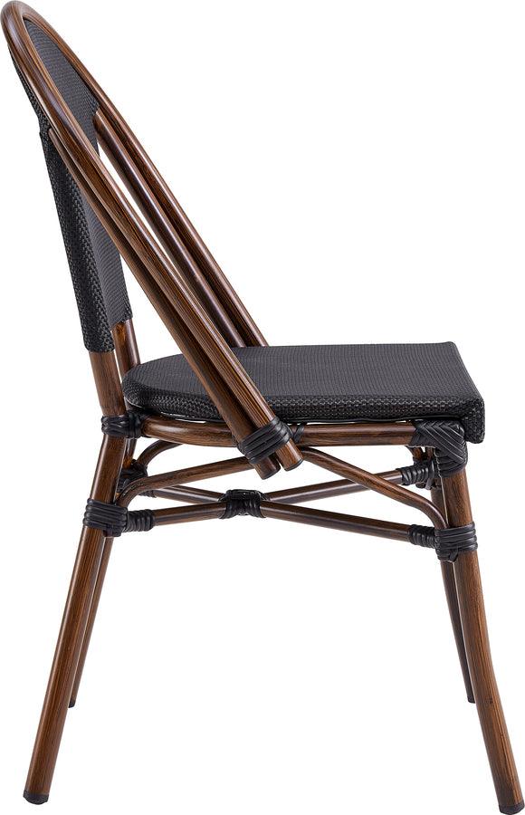 Euro Style Dining Chairs - Jannie Stacking Side Chair in Black Textylene Mesh with Brown Frame - Set of 2