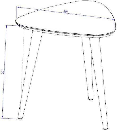 Manhattan Comfort Side & End Tables - Utopia 19.68" High Triangle End Table With Splayed Wooden Legs in White Gloss