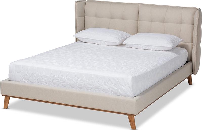 Wholesale Interiors Beds - Gretchen King Bed Light beige & Walnut brown
