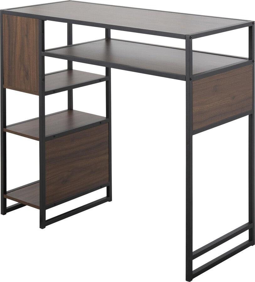 Lumisource Bar Tables - Display Farmhouse Bar Height Table With Storage Space In Black Metal & Walnut Wood