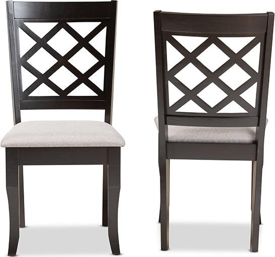 Wholesale Interiors Dining Chairs - Verner Grey Fabric Upholstered and Dark Brown Finished Wood 2-Piece Dining Chair Set