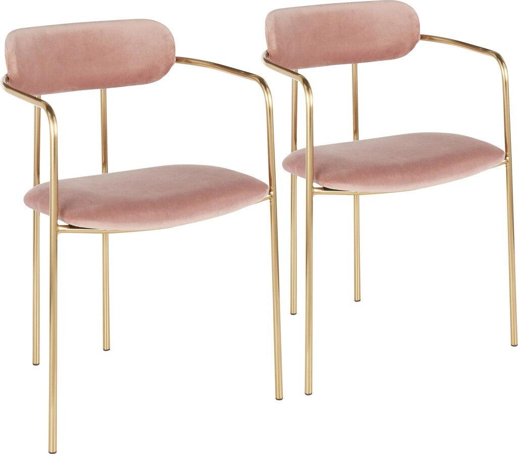 Lumisource Living Room Sets - Demi Chair 28.75" Gold Metal & Pink Velvet (Set of 2)