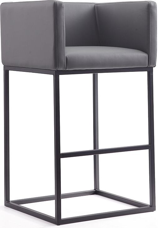 Manhattan Comfort Barstools - Embassy 38 in. Grey and Black Metal Barstool (Set of 3)