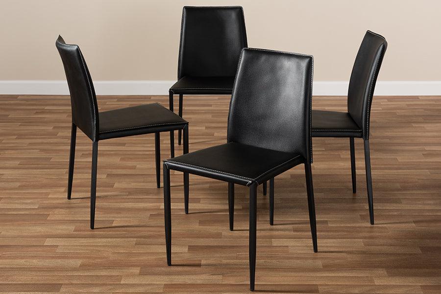 Wholesale Interiors Dining Chairs - Pascha Modern And Contemporary Black Faux Leather Upholstered Dining Chair (Set Of 4)