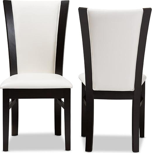 Wholesale Interiors Dining Chairs - Adley Dark Brown Finished White Faux Leather Dining Chair (Set of 2)