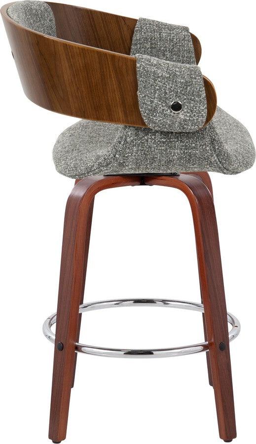 Lumisource Barstools - Elisa Counter Stool In Walnut & Grey Fabric (Set of 2)