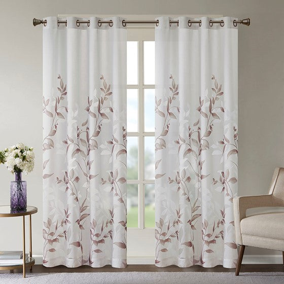 Olliix.com Curtains - Burnout Printed Curtain Panel Mauve