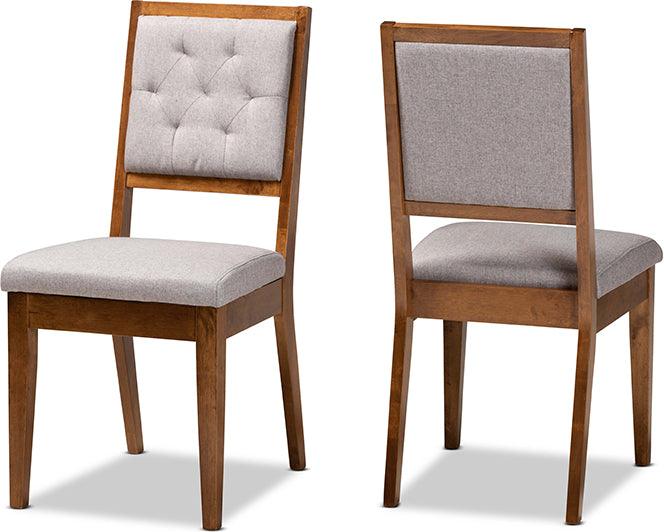 Wholesale Interiors Dining Chairs - Gideon Grey Fabric Upholstered and Walnut Brown Finished Wood 2-Piece Dining Chair Set