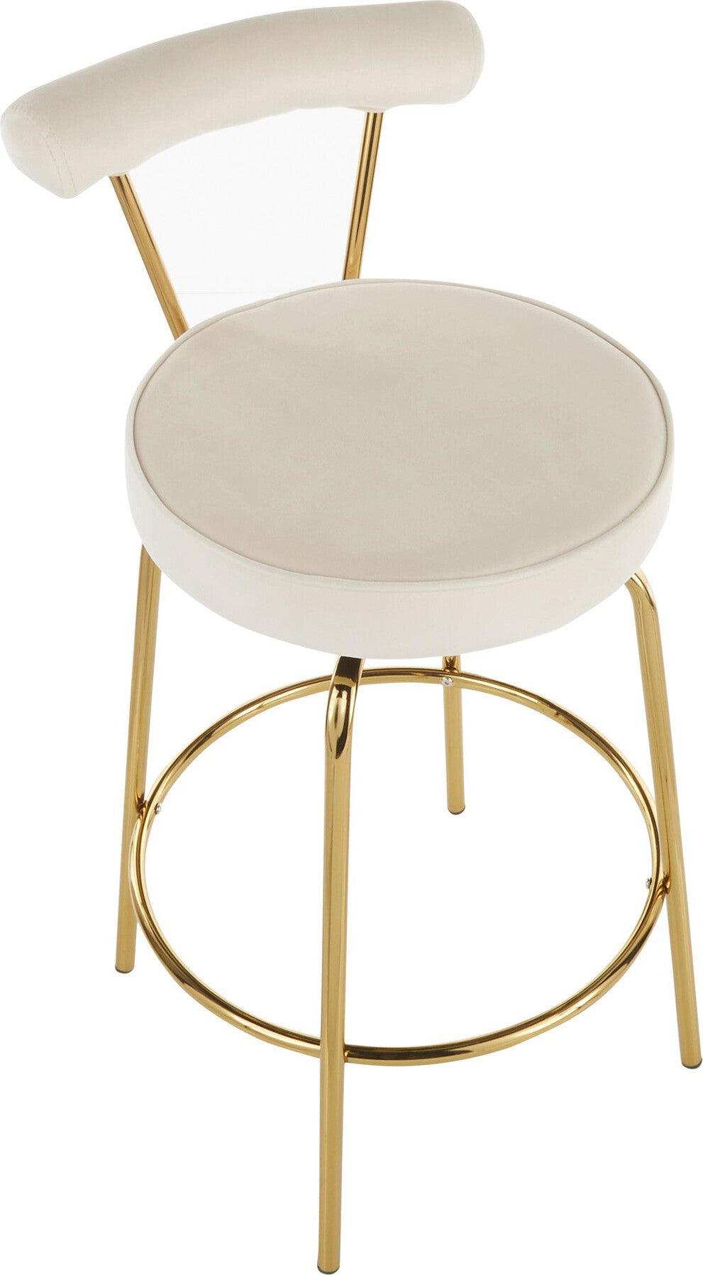 Lumisource Barstools - Rhonda Counter Stool Gold & Cream (Set of 2)