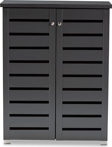 Wholesale Interiors Shoe Storage - Adalwin Modern and Contemporary Dark Gray 2-Door Wooden Entryway Shoe Storage Cabinet