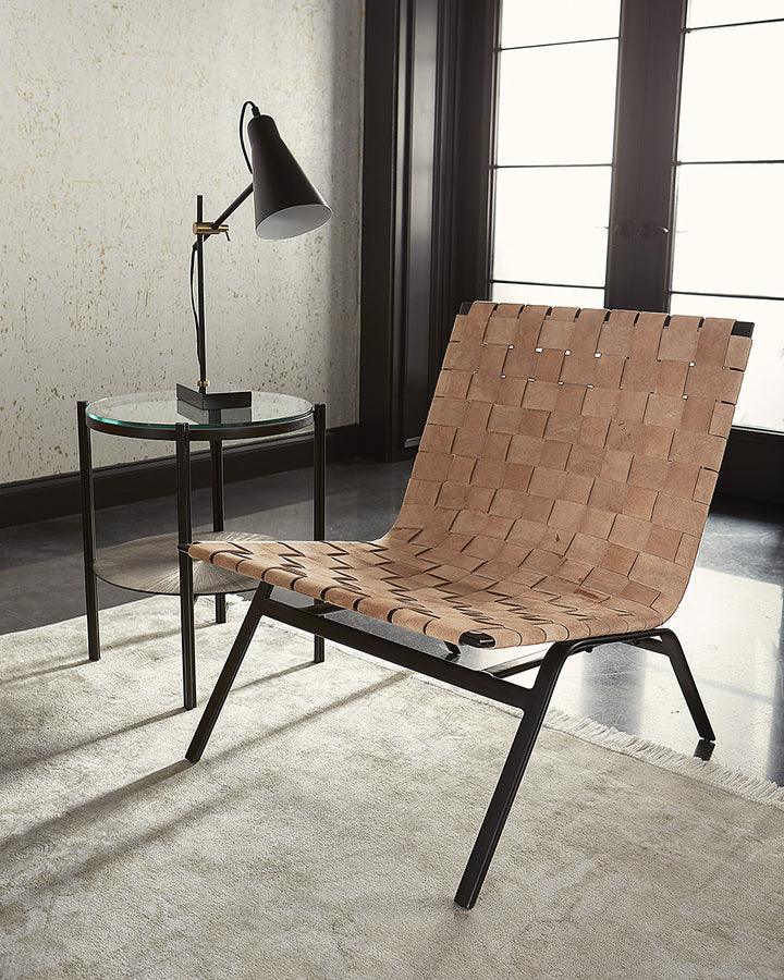 SUNPAN Accent Chairs - Omari Lounge Chair Black Light Tan Leather