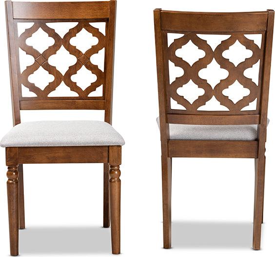 Wholesale Interiors Dining Chairs - Ramiro Contemporary Grey Fabric and Brown Finished Wood 2-Piece Dining Chair Set