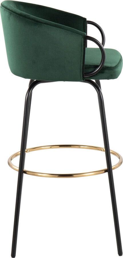 Lumisource Barstools - Claire /Glam Barstool In Black Metal & Emerald Green Velvet With Gold Metal Footrest (Set of 2)