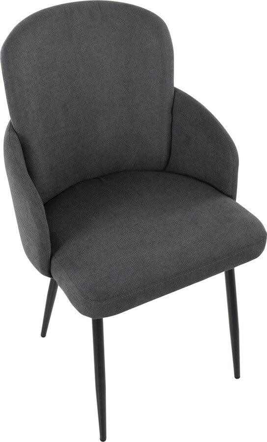 Lumisource Dining Chairs - Dahlia Contemporary Dining Chair In Black Metal & Grey Fabric With Chrome Accent (Set of 2)
