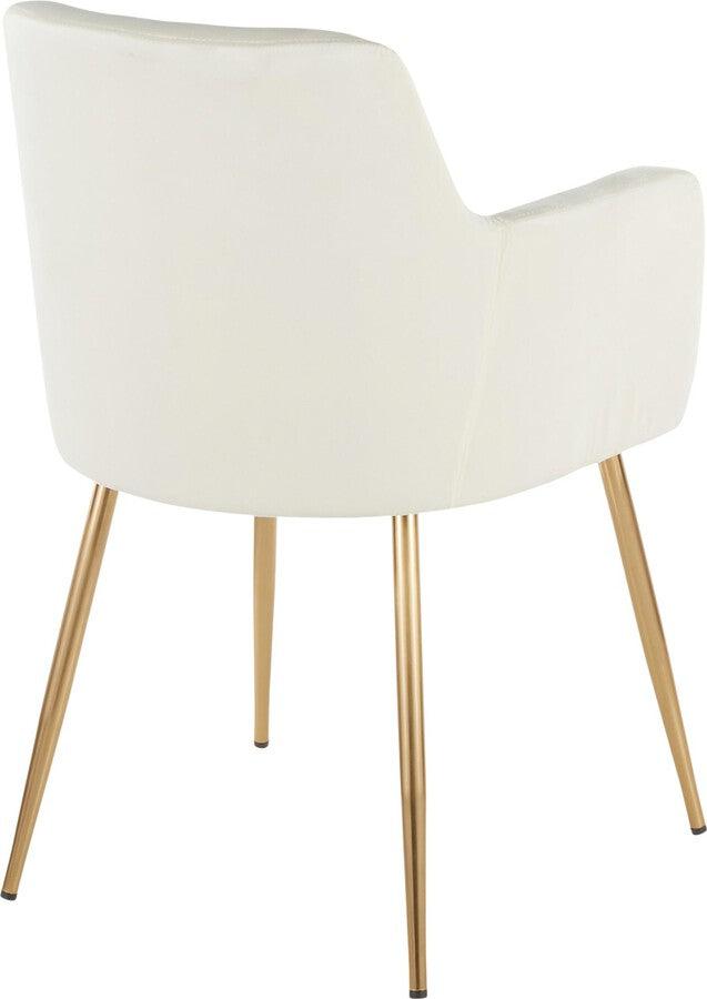 Lumisource Dining Chairs - Andrew Contemporary Dining/Accent Chair in Gold Metal and Cream Velvet - Set of 2