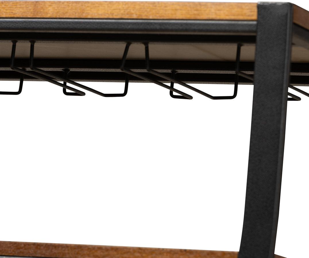 Wholesale Interiors Bar Units & Wine Cabinets - Triesta Antiqued Vintage Industrial Metal And Wood Wheeled Wine Rack Cart