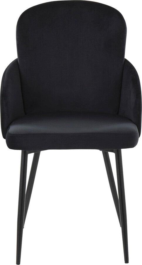 Lumisource Dining Chairs - Dahlia Contemporary Dining Chair In Black Metal & Black Velvet With Gold Accent (Set of 2)