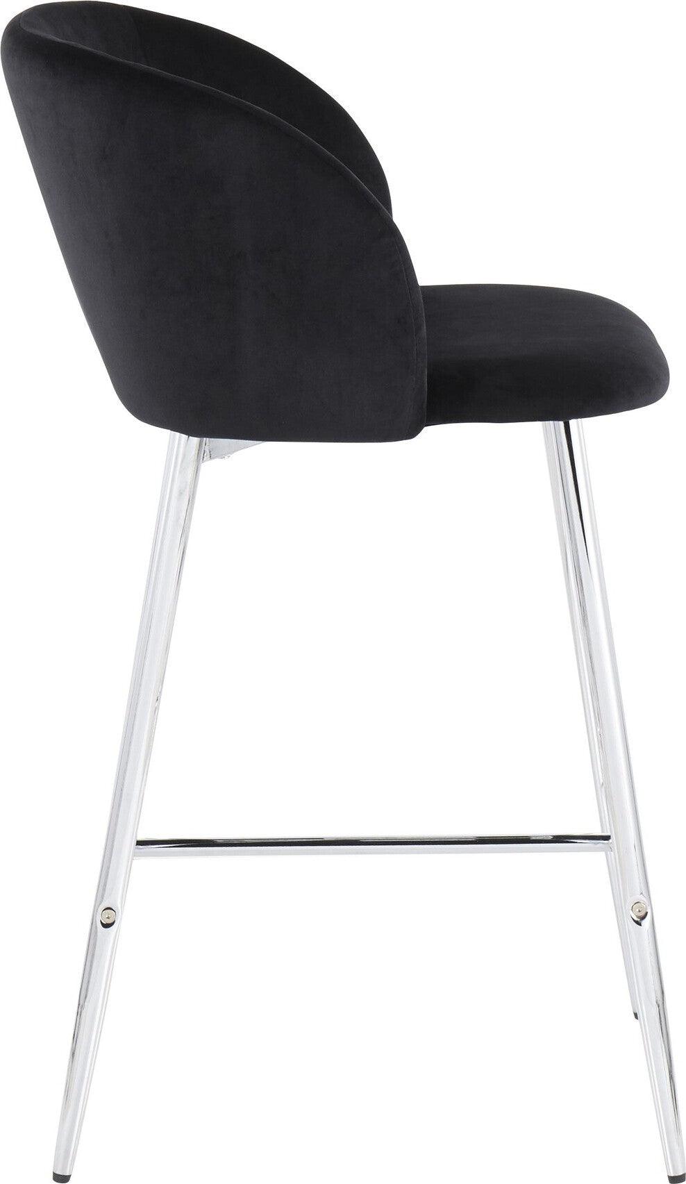 Lumisource Barstools - Fran Counter Stool (Set of 2) Chrome & Black Velvet