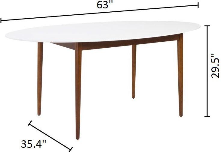 Euro Style Dining Tables - Manon Oval Dining Table Matte White & Dark Walnut