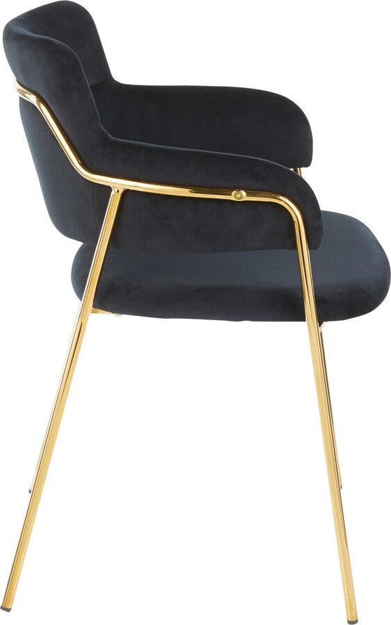Lumisource Dining Chairs - Napoli Contemporary Chair in Gold Metal and Black Velvet - Set of 2