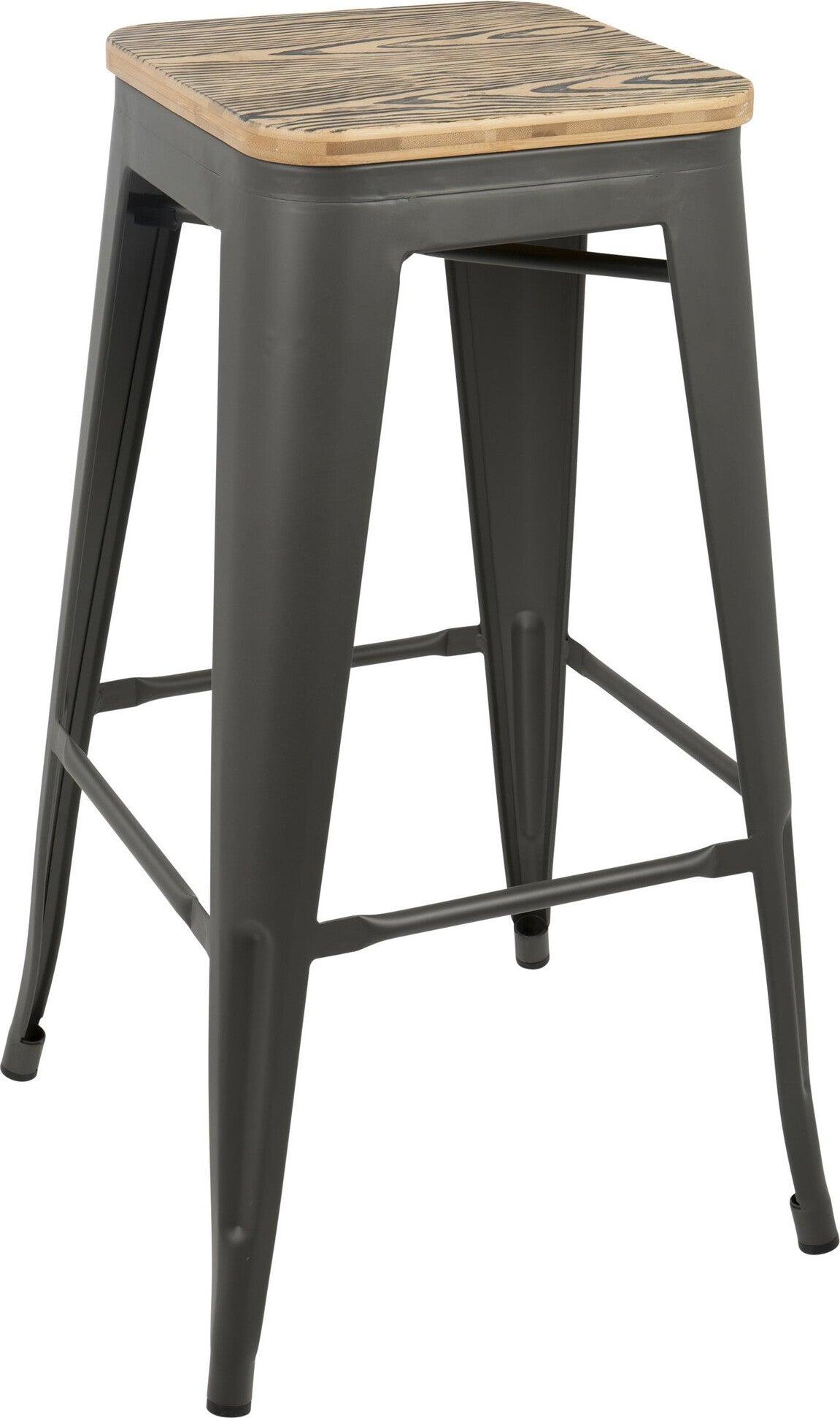 Lumisource Barstools - Oregon Barstool Medium Brown & Gray (Set of 2)