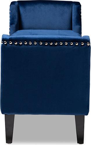 Wholesale Interiors Benches - Perret Royal Blue Velvet Fabric Upholstered Espresso Finished Wood Bench