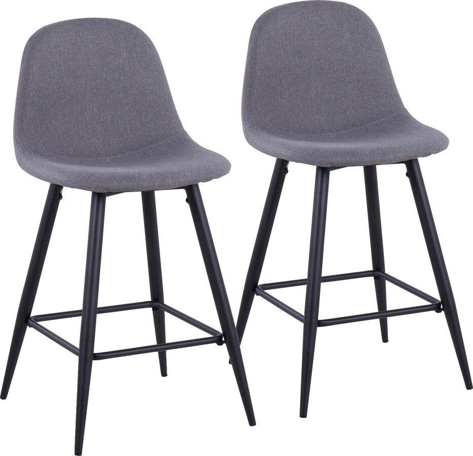 Lumisource Barstools - Pebble Counter Stool In Black Metal & Charcoal Fabric (Set of 2)