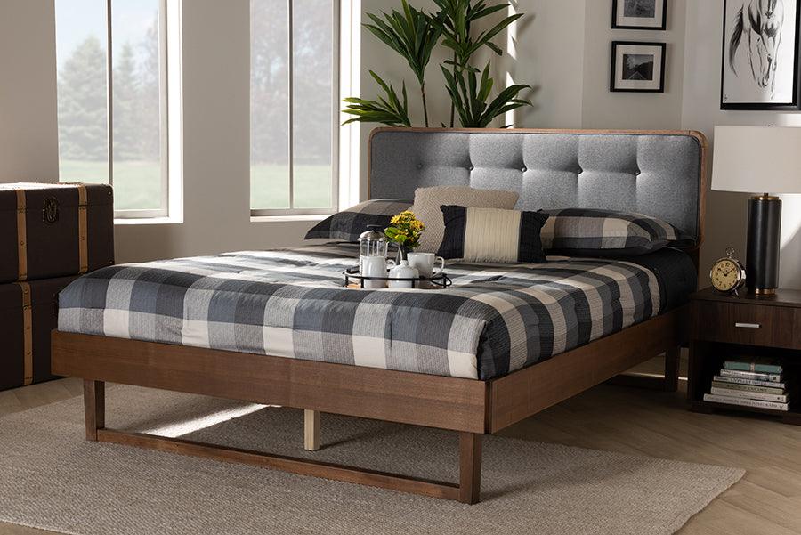 Wholesale Interiors Beds - Natalia Full Bed Dark Gray & Walnut