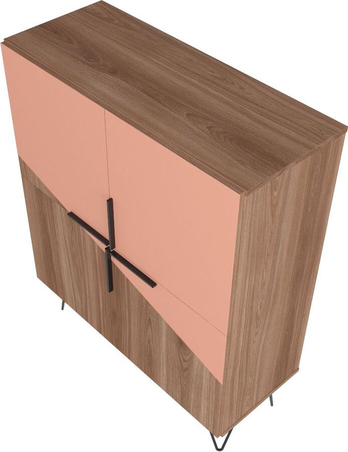 Manhattan Comfort Buffets & Cabinets - Beekman 43.7 Low Cabinet in Brown and Pink