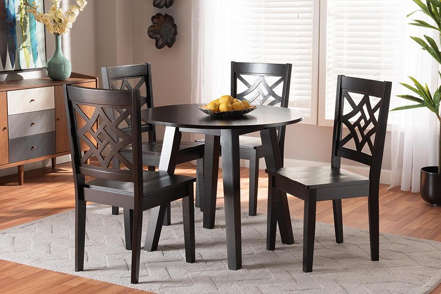 Wholesale Interiors Dining Sets - Rava Modern and Contemporary Dark Brown Finished Wood 5-Piece Dining Set