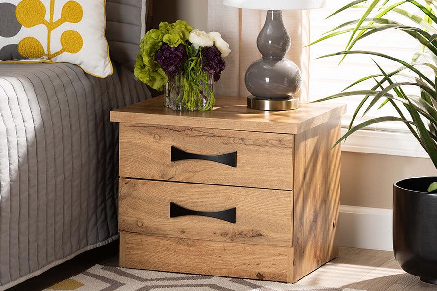 Wholesale Interiors Nightstands & Side Tables - Colburn Oak Brown Finished Wood 2-Drawer Nightstand