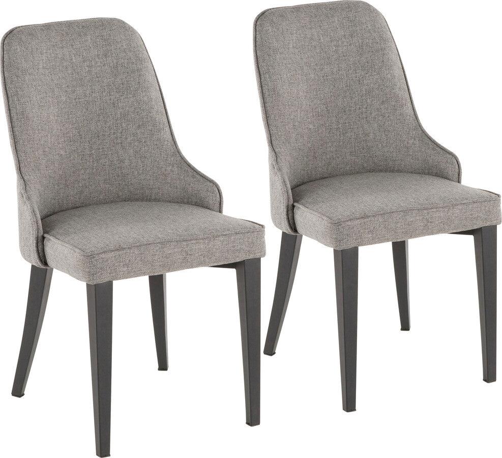 Lumisource Dining Chairs - Nueva Contemporary Accent/Dining Chair in Black Metal and Grey Fabric - Set of 2