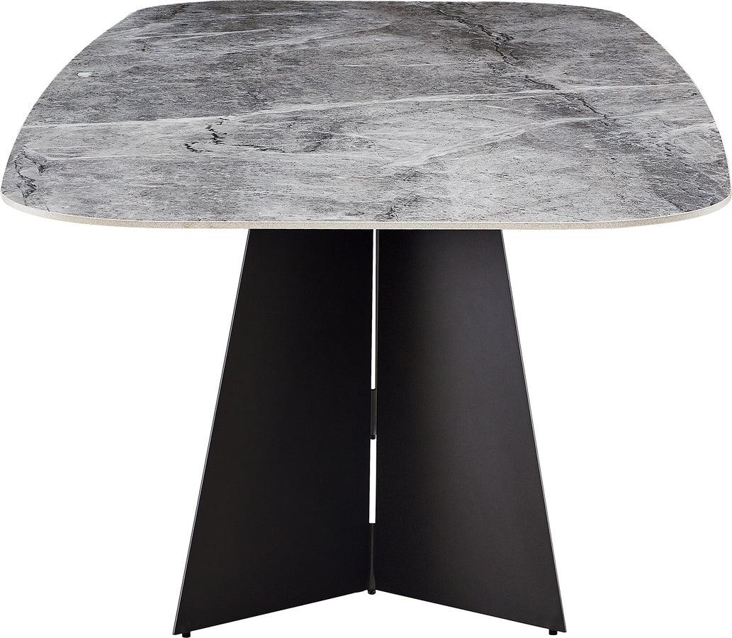 Euro Style Dining Tables - Lizarte 93" Dining Table in Gray Ceramic with Matte Dark Gray Base